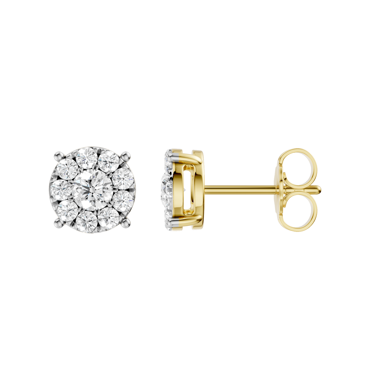0.50ct Round Certified Single Halo Lab Diamond Earring