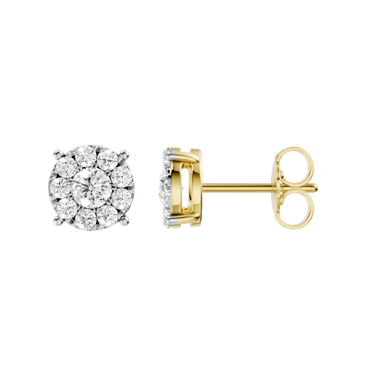 0.50ct Round Certified Single Halo Lab Diamond Earring