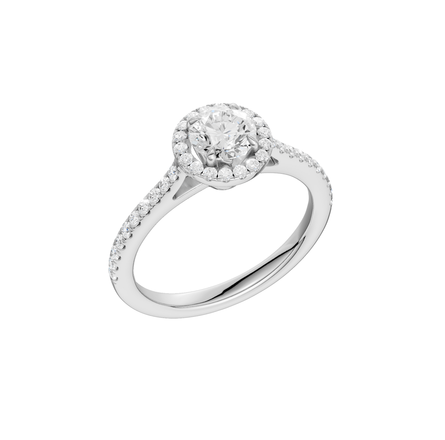 1.00ct Round Certified Single Halo Lab Diamond Ring