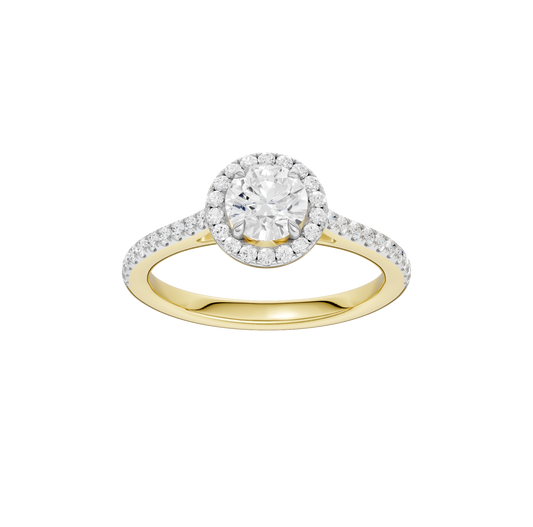 1.00ct Round Certified Single Halo Lab Diamond Ring
