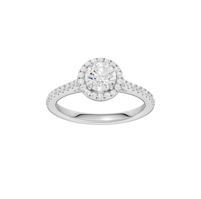 1.00ct Round Certified Single Halo Lab Diamond Ring