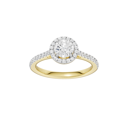 1.00ct Round Certified Single Halo Lab Diamond Ring