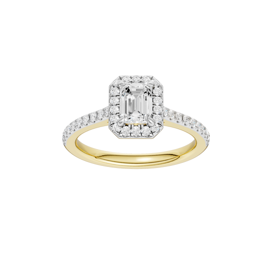 1.00ct Emerald Certified Single Halo Lab Diamond Ring