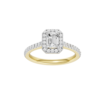 1.00ct Emerald Certified Single Halo Lab Diamond Ring