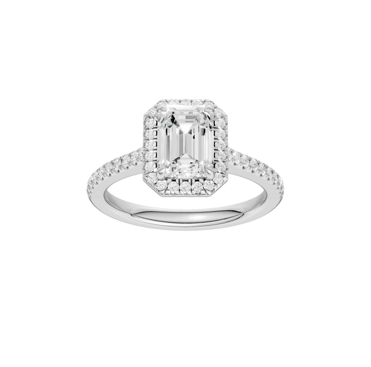 1.75ct Emerald Certified Single Halo Lab Diamond Ring