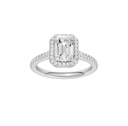 1.75ct Emerald Certified Single Halo Lab Diamond Ring
