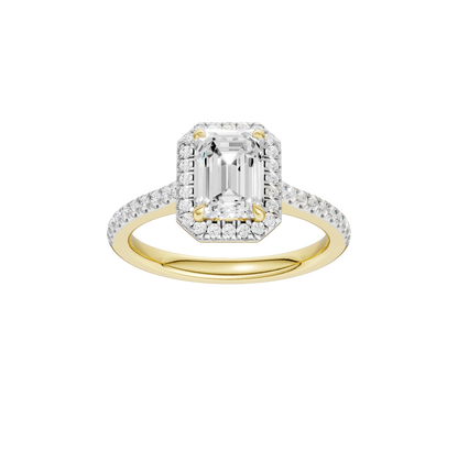 1.75ct Emerald Certified Single Halo Lab Diamond Ring
