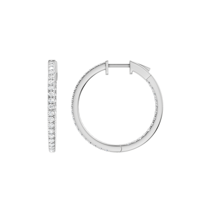 1.00ct Round Certified Lab Diamond Hoop Earring