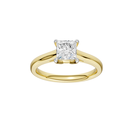 1.00ct Princess Certified Solitaire Lab Diamond Ring