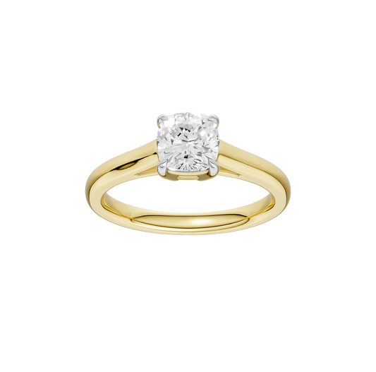 1.00ct Cushion Certified Solitaire Lab Diamond Ring