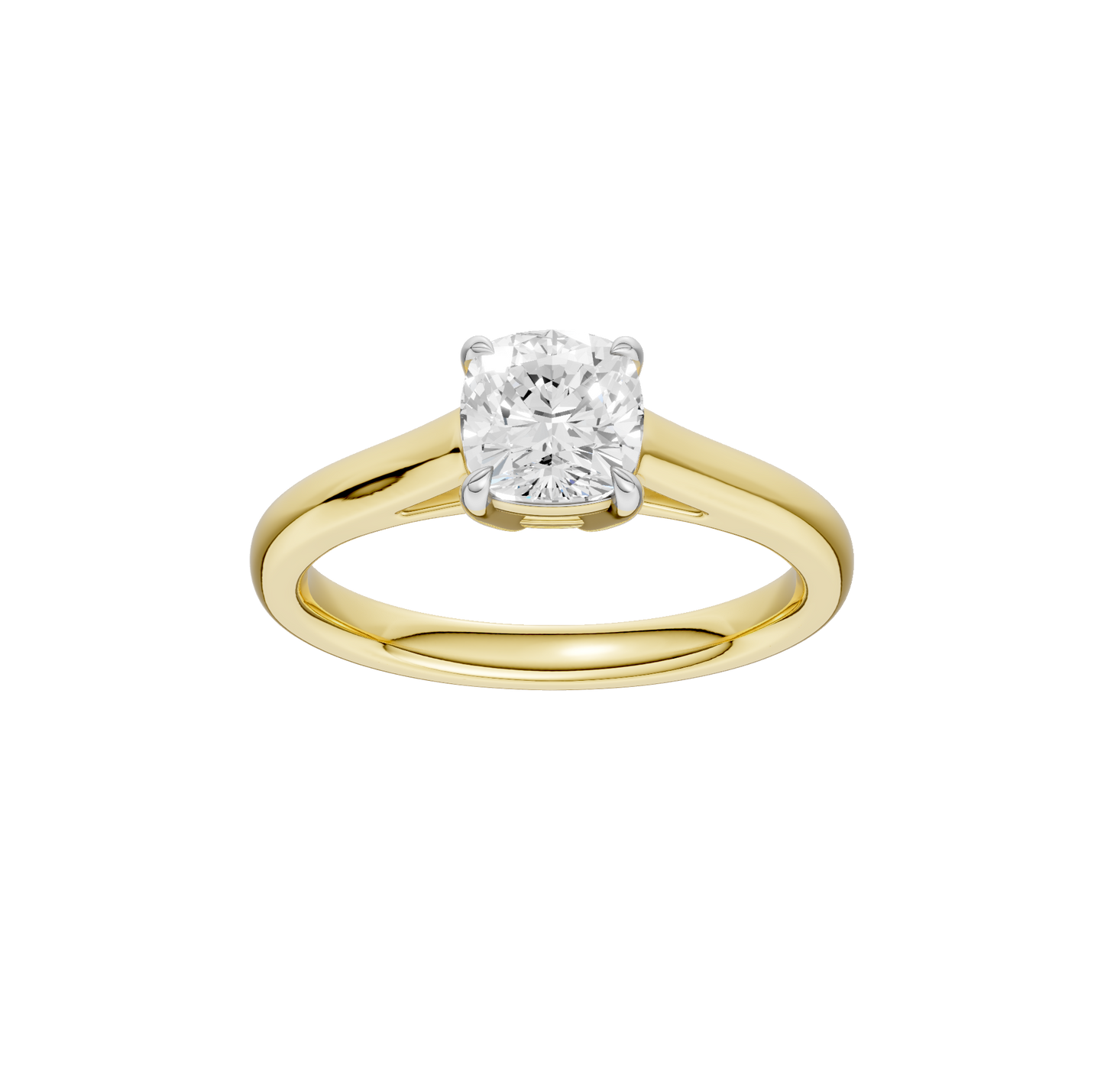 1.00ct Cushion Certified Solitaire Lab Diamond Ring
