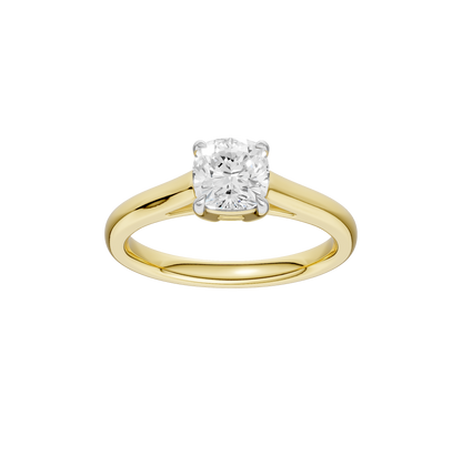 1.00ct Cushion Certified Solitaire Lab Diamond Ring