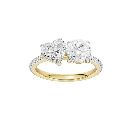 2.15ct Heart & Round Certified Lab Diamond Ring