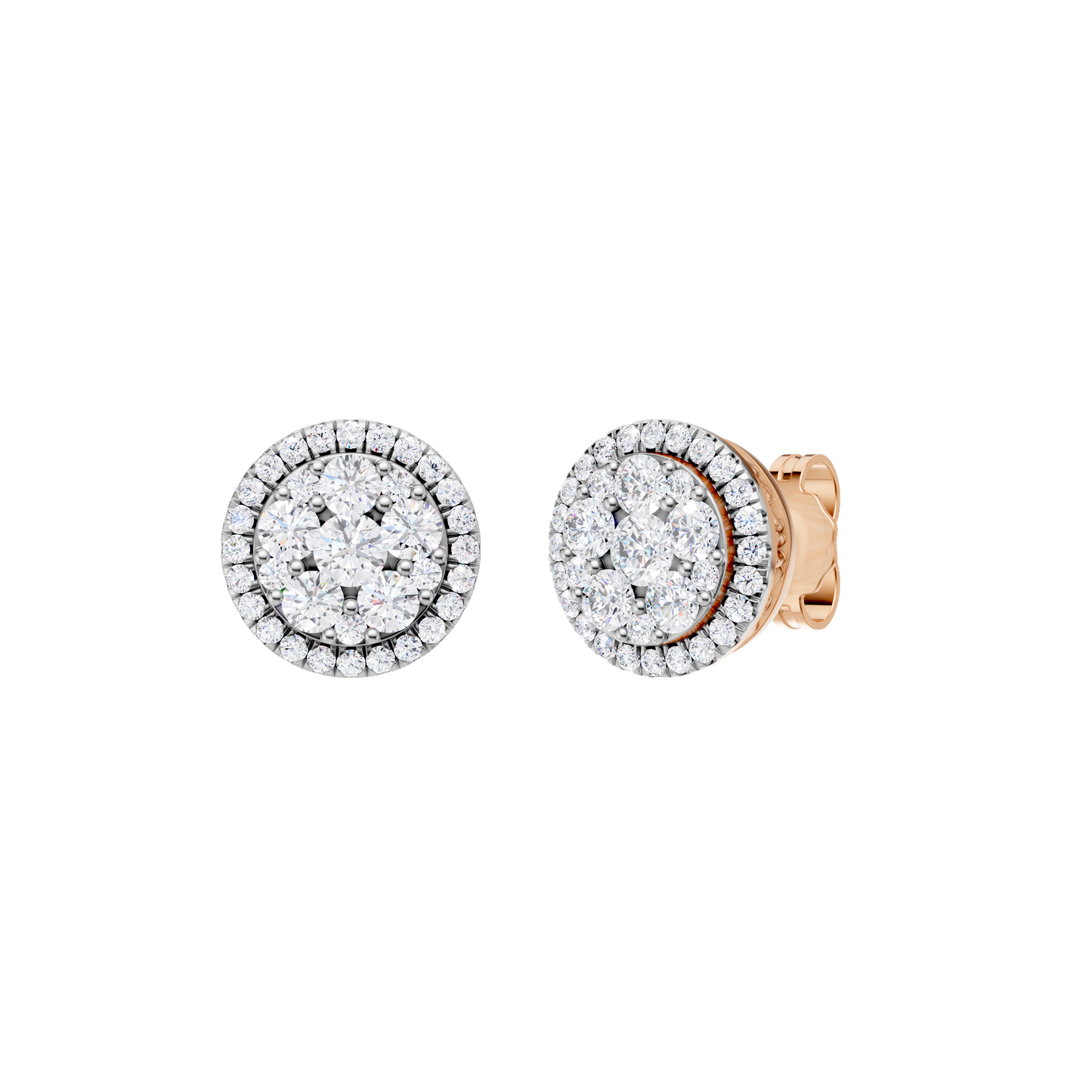 1.00ct Round Certified Single Halo Lab Diamond Earring