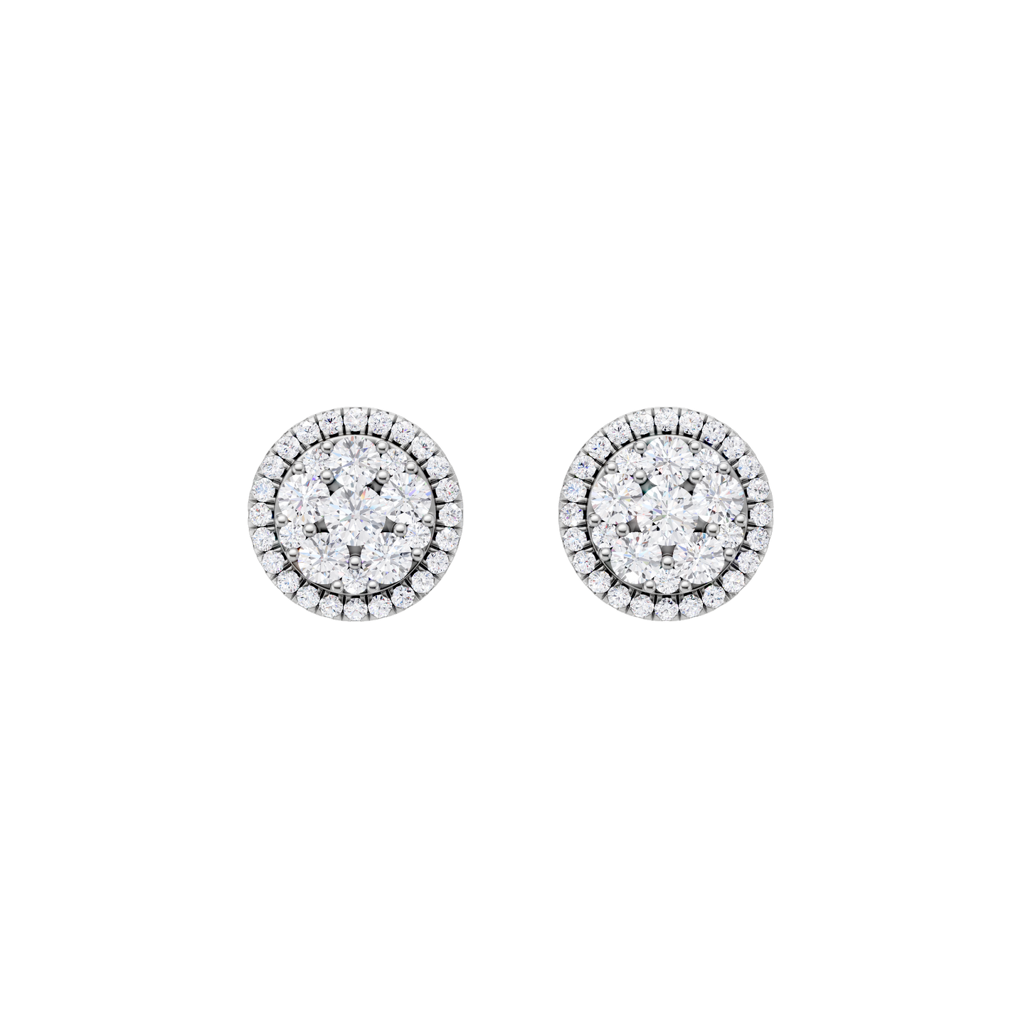 1.00ct Round Certified Single Halo Lab Diamond Earring