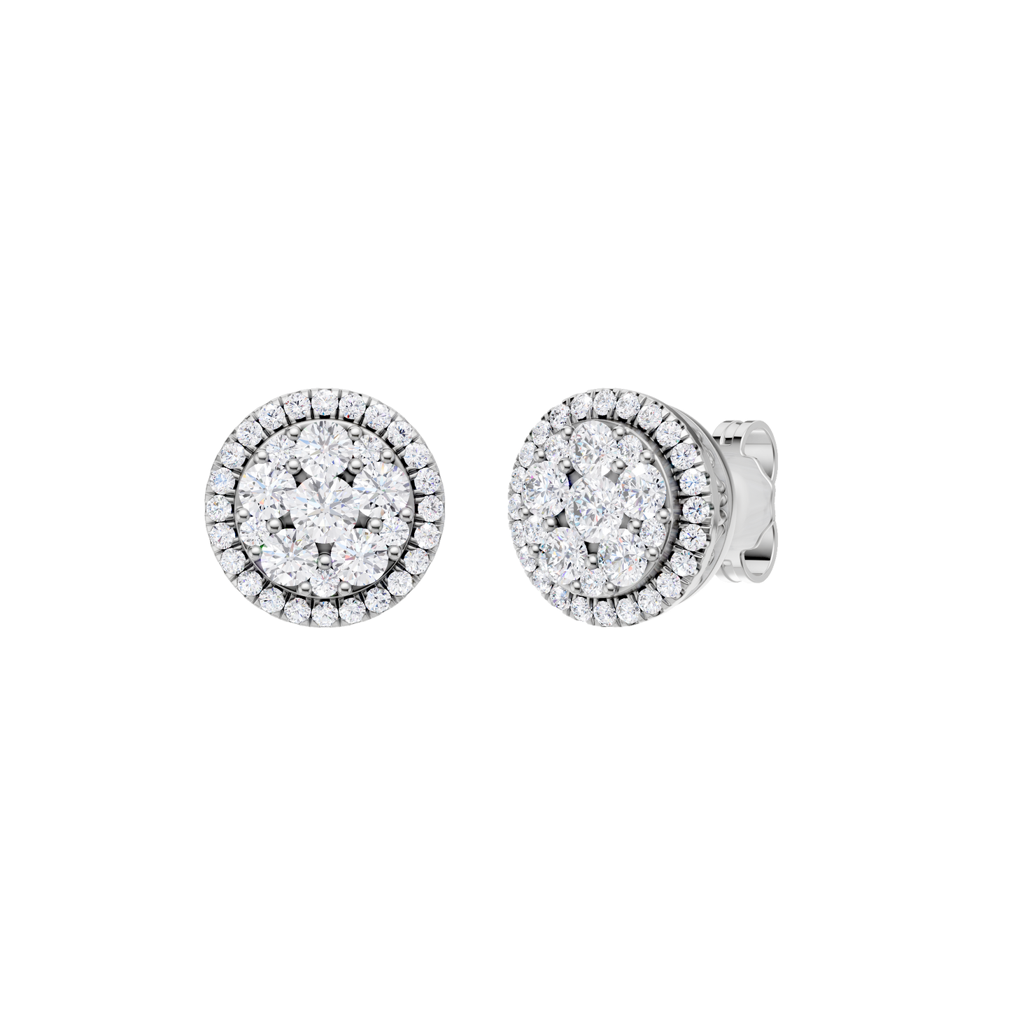 1.00ct Round Certified Single Halo Lab Diamond Earring