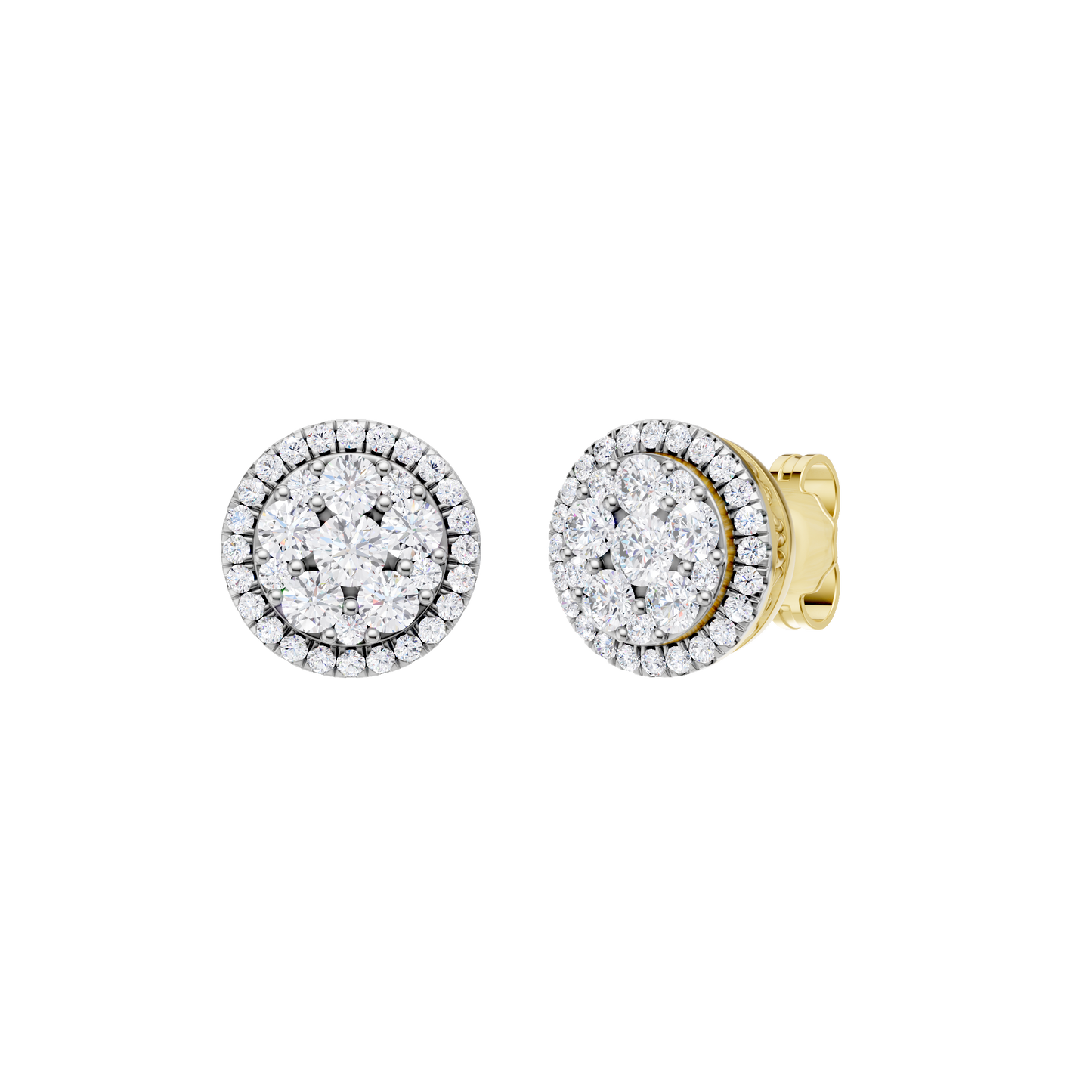 1.00ct Round Certified Single Halo Lab Diamond Earring