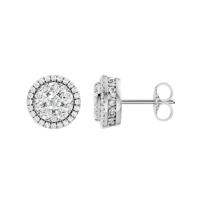 1.00ct Round Certified Single Halo Lab Diamond Earring