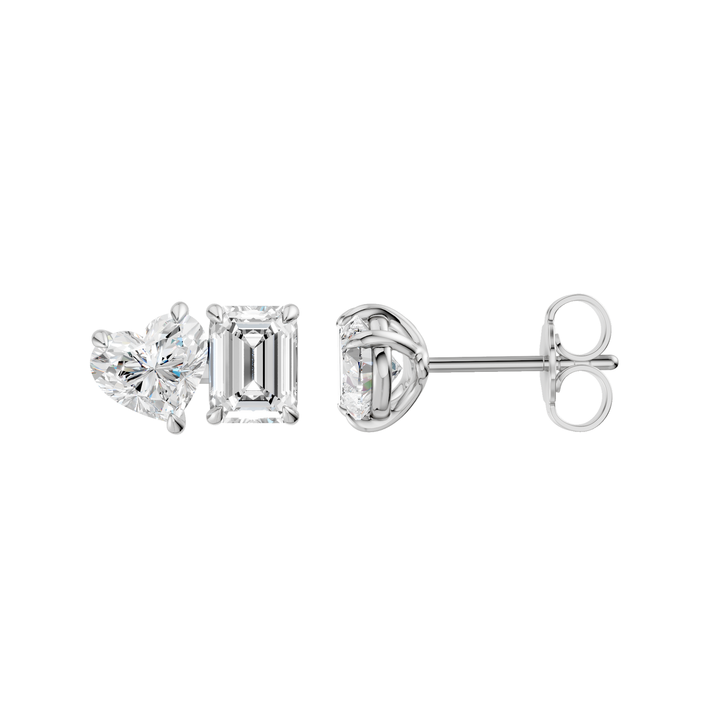 2.00ct Heart & Emerald Certified Lab Diamond Stud Earring