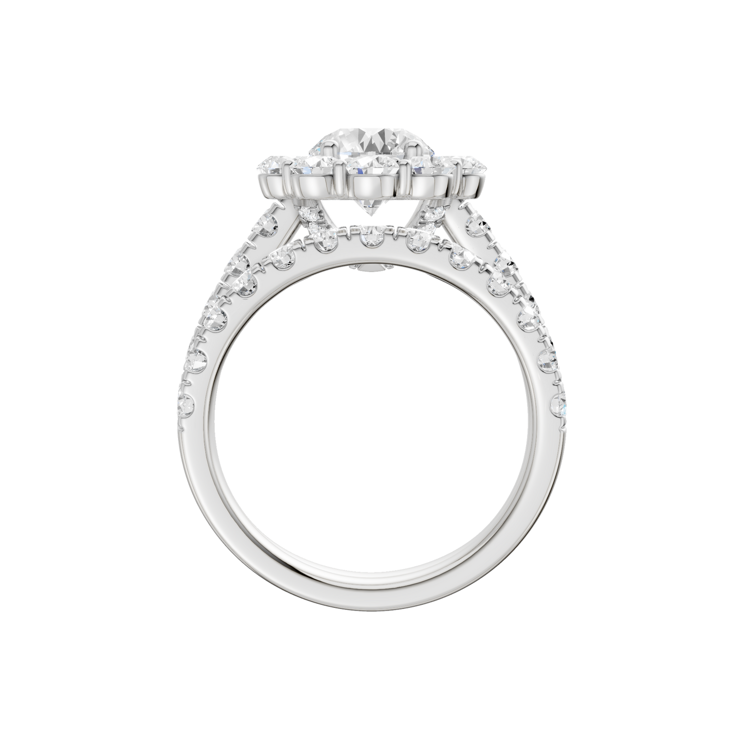 3.00ct Round Certified Single Halo Lab Diamond Ring