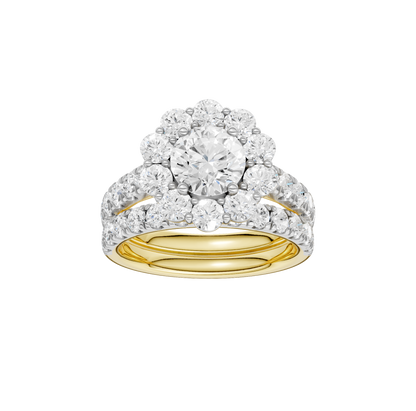 3.00ct Round Certified Single Halo Lab Diamond Ring