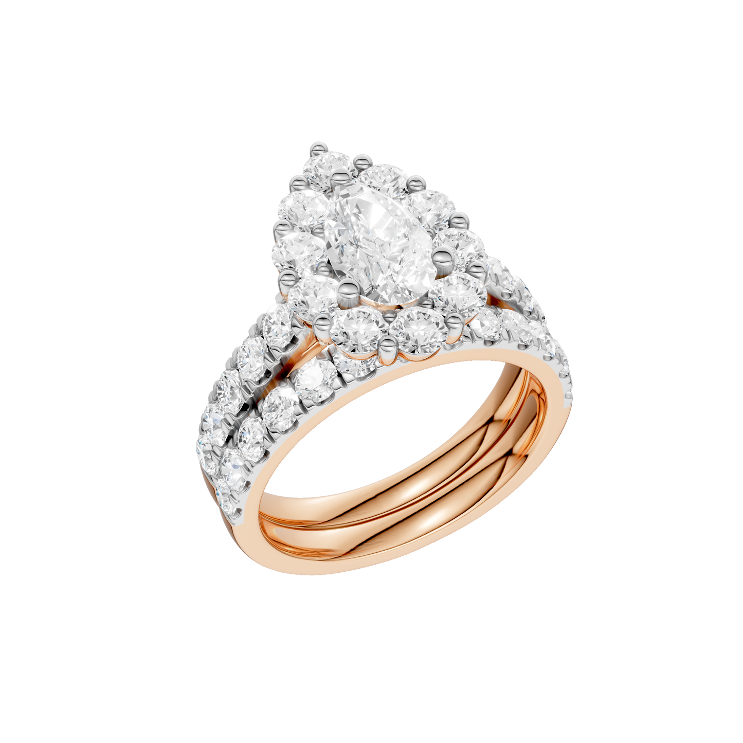 3.00ct Pear Certified Single Halo Lab Diamond Ring