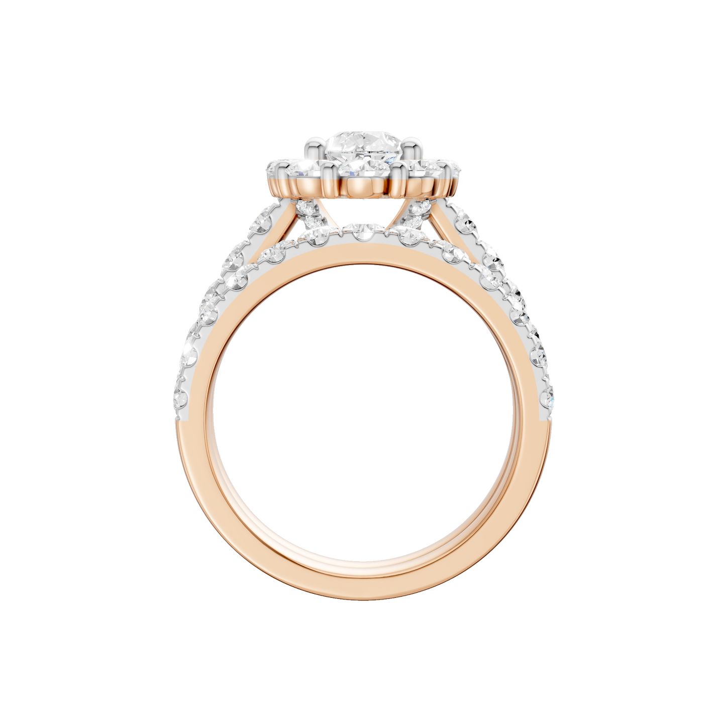 3.00ct Pear Certified Single Halo Lab Diamond Ring