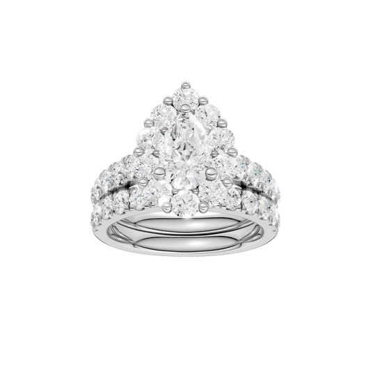 3.00ct Pear Certified Single Halo Lab Diamond Ring