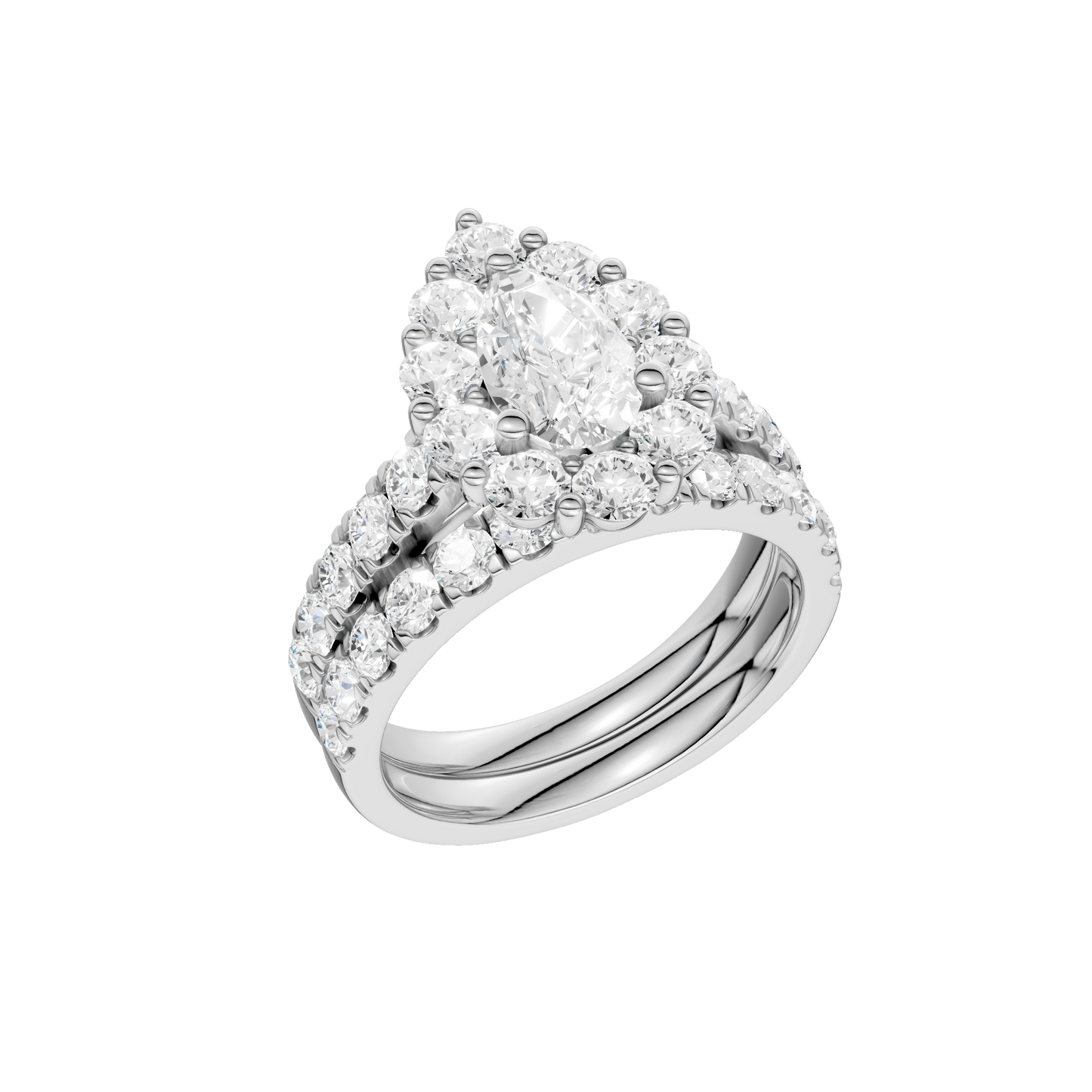 3.00ct Pear Certified Single Halo Lab Diamond Ring