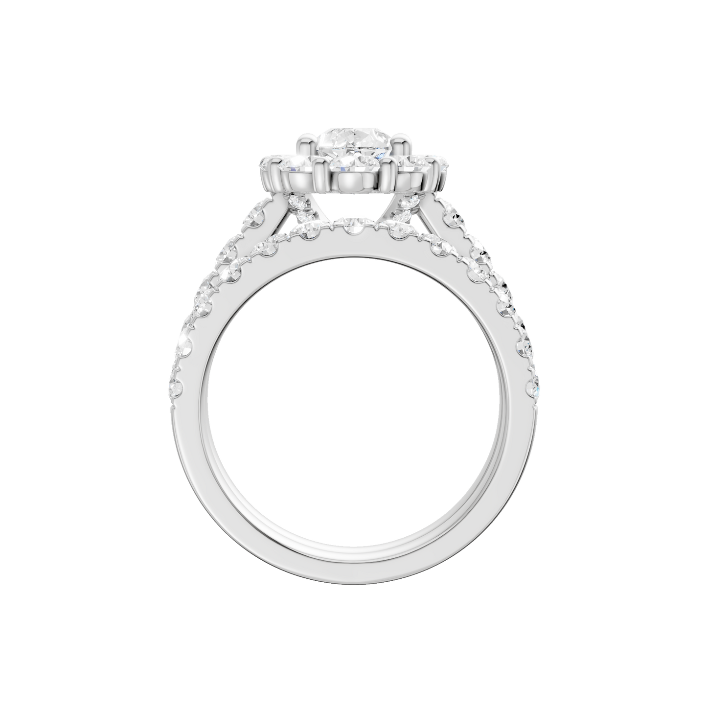 3.00ct Pear Certified Single Halo Lab Diamond Ring