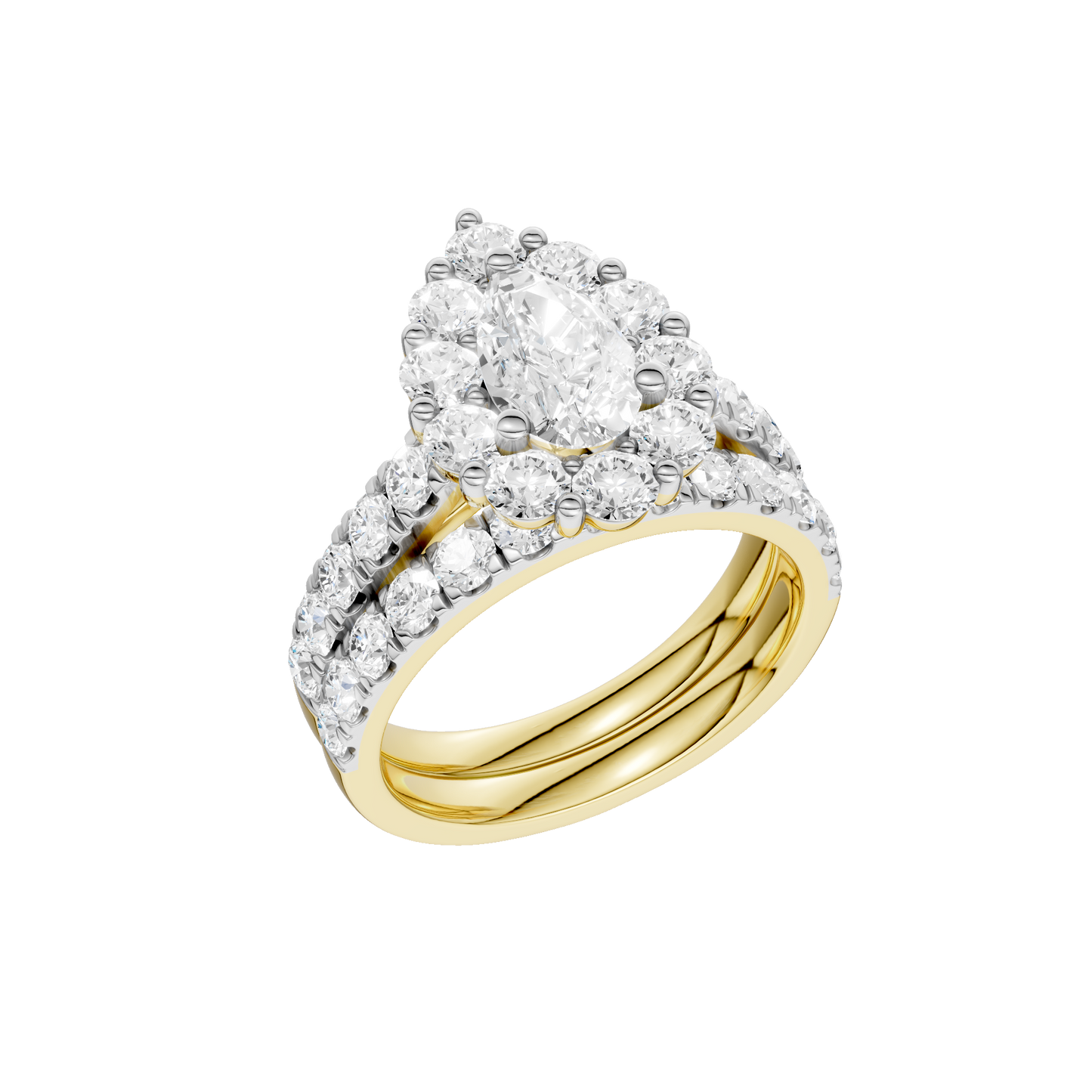 3.00ct Pear Certified Single Halo Lab Diamond Ring