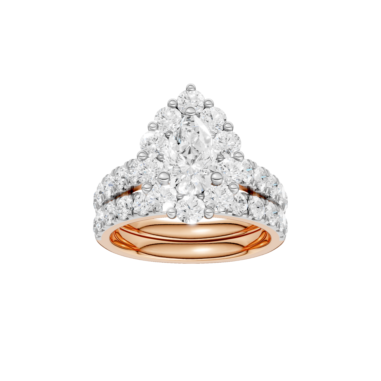 3.00ct Pear Certified Single Halo Lab Diamond Ring