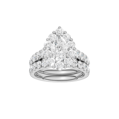 3.00ct Pear Certified Single Halo Lab Diamond Ring