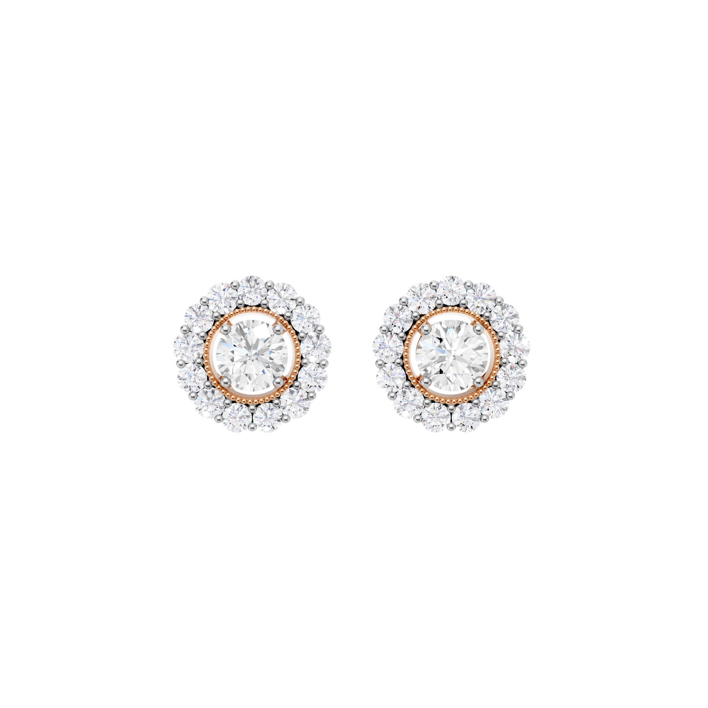 1.50ct Round Certified Single Halo Lab Diamond Earring