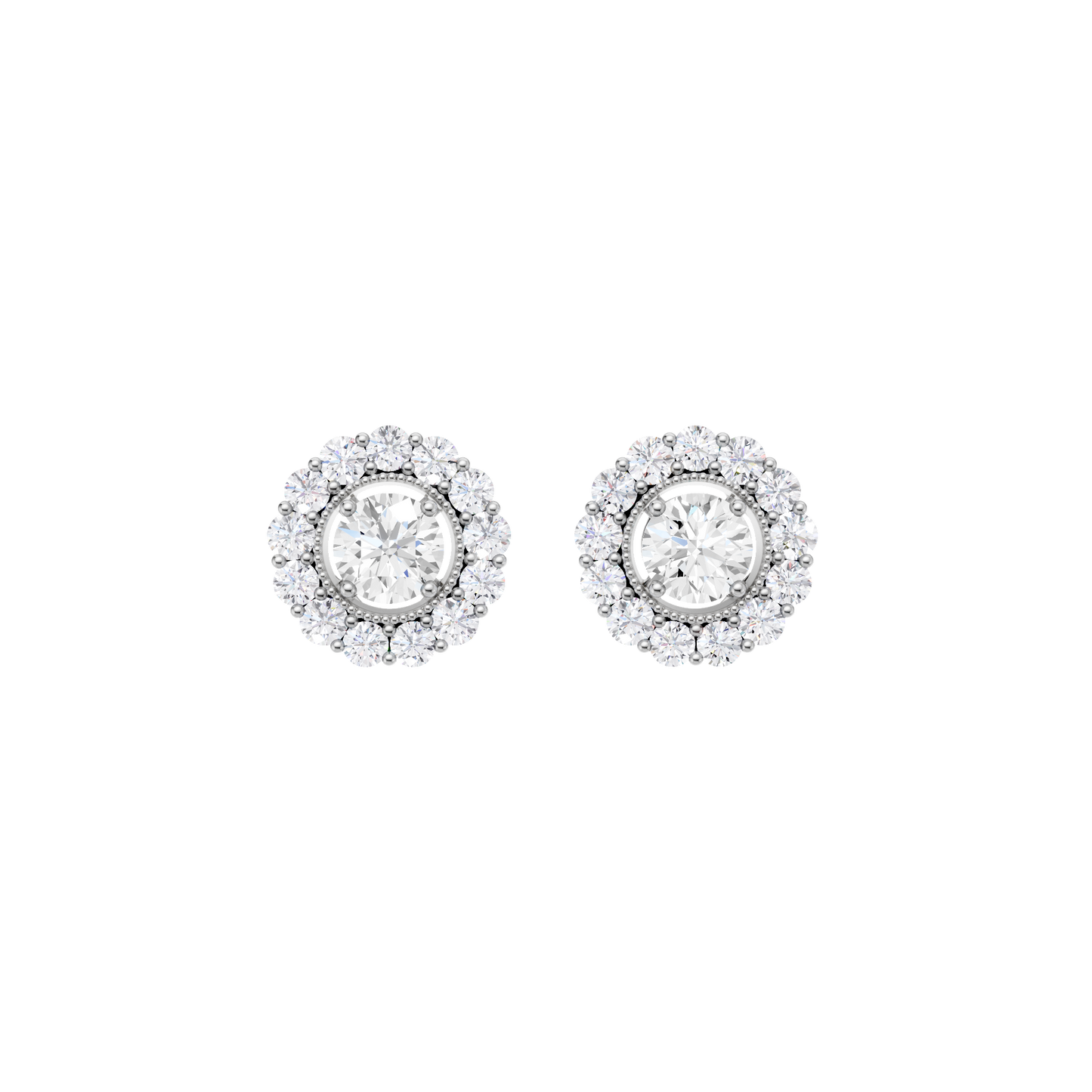 1.50ct Round Certified Single Halo Lab Diamond Earring