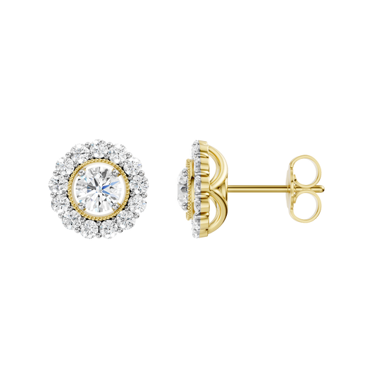 1.50ct Round Certified Single Halo Lab Diamond Earring