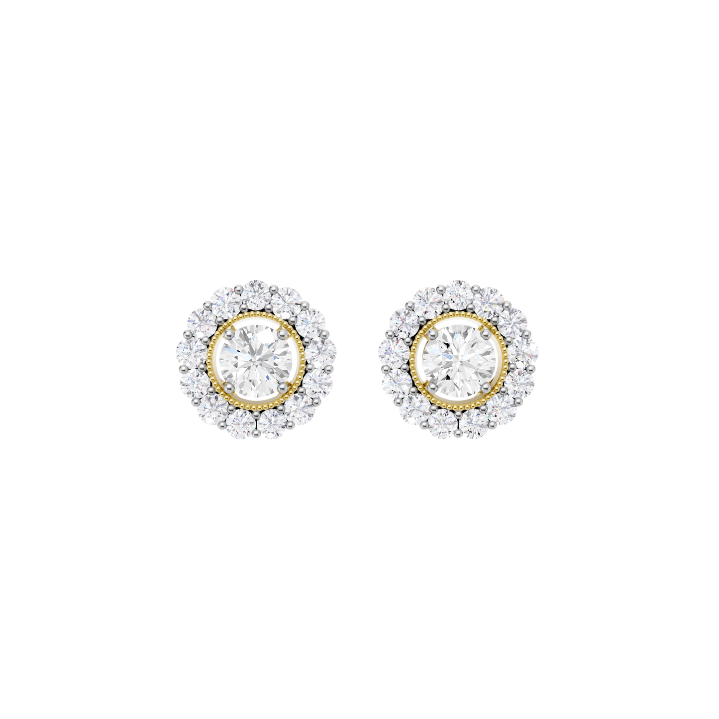 1.50ct Round Certified Single Halo Lab Diamond Earring