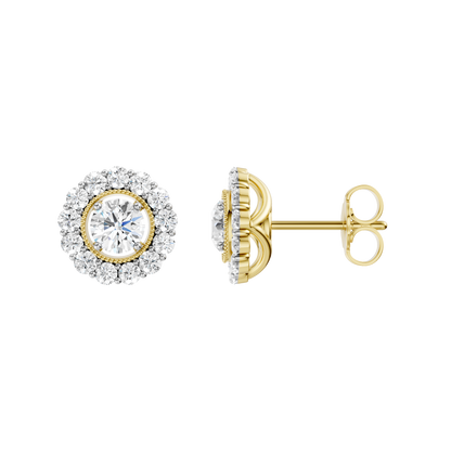 1.50ct Round Certified Single Halo Lab Diamond Earring