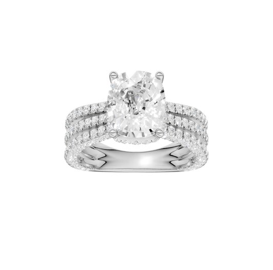 4.00ct Elongated Cushion Certified Lab Diamond Ring