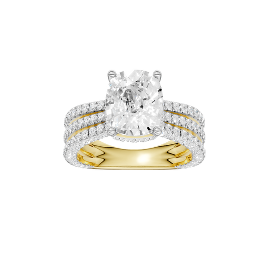 4.00ct Elongated Cushion Certified Lab Diamond Ring
