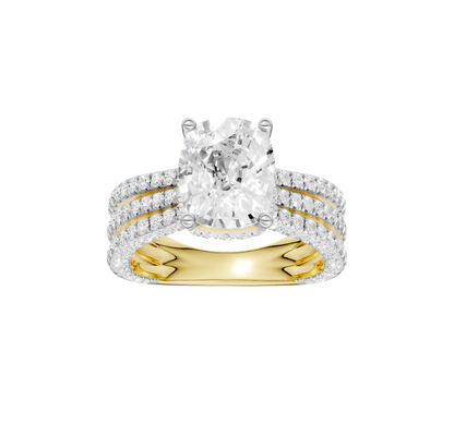 4.00ct Elongated Cushion Certified Lab Diamond Ring