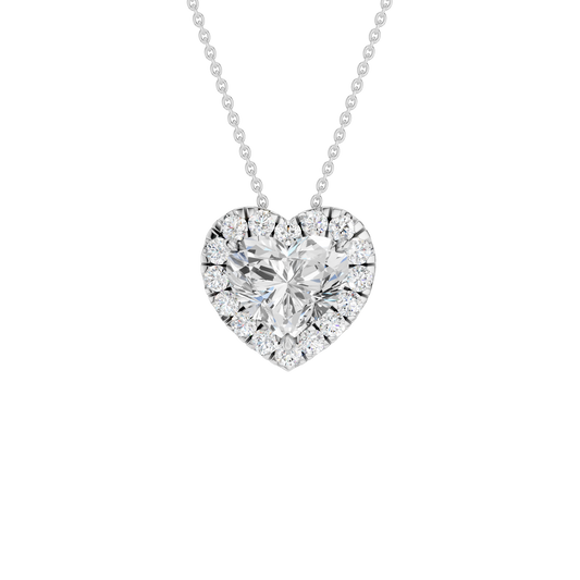1.16ct Heart Certified Single Halo Lab Diamond Pendant