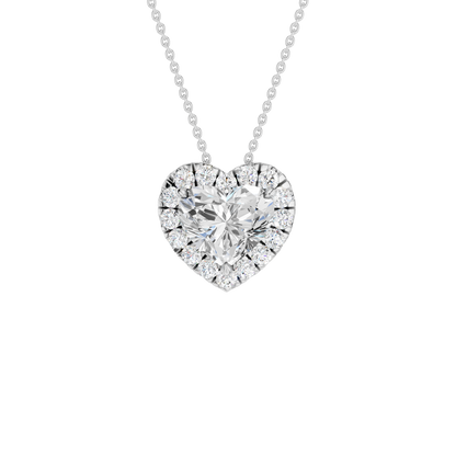 1.16ct Heart Certified Single Halo Lab Diamond Pendant