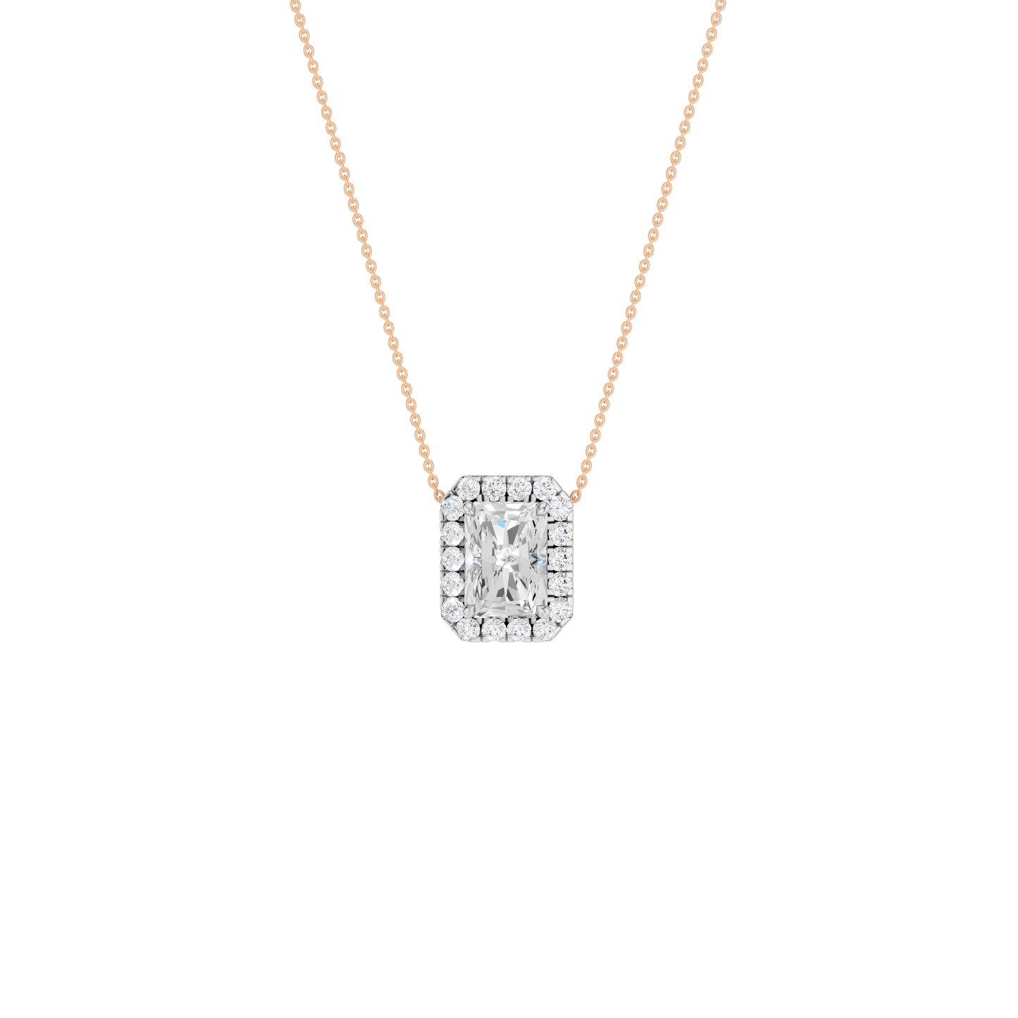1.16ct Radiant Certified Single Halo Lab Diamond Pendant