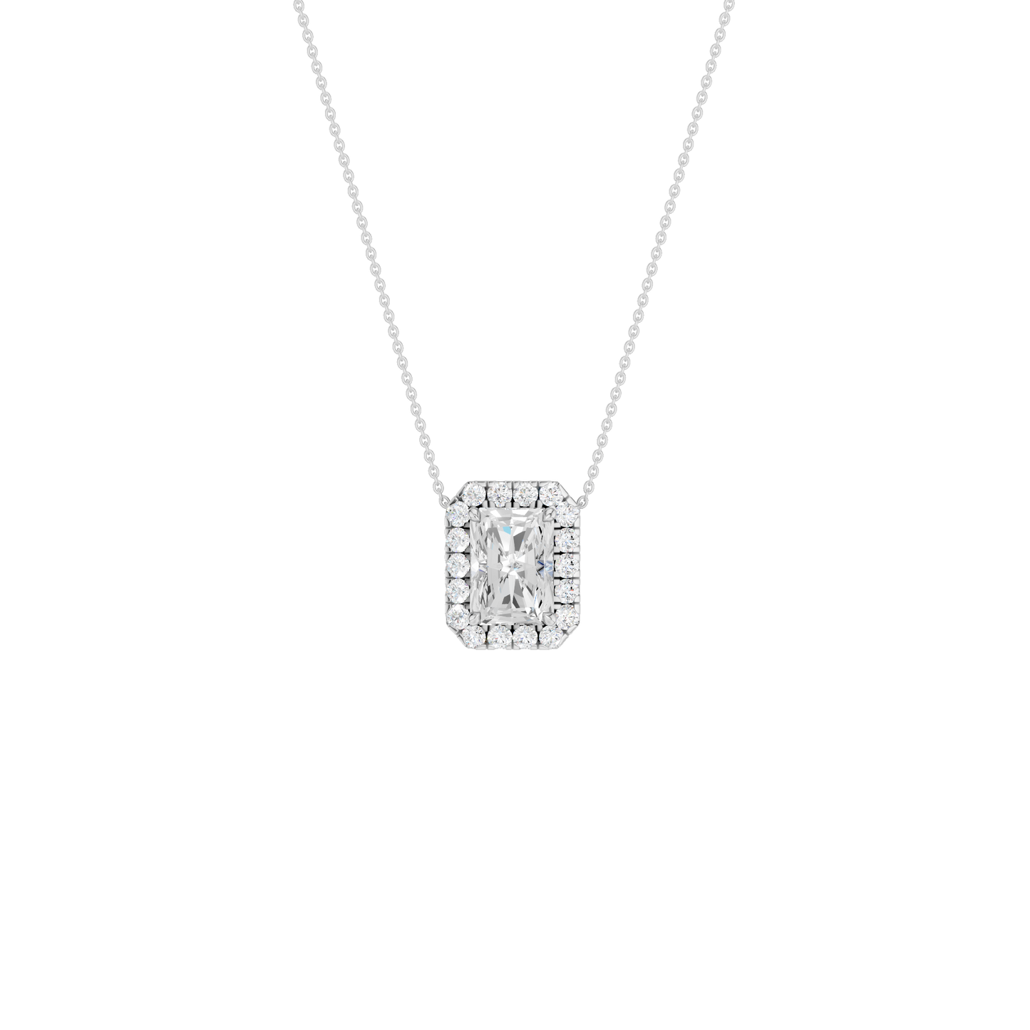 1.16ct Radiant Certified Single Halo Lab Diamond Pendant