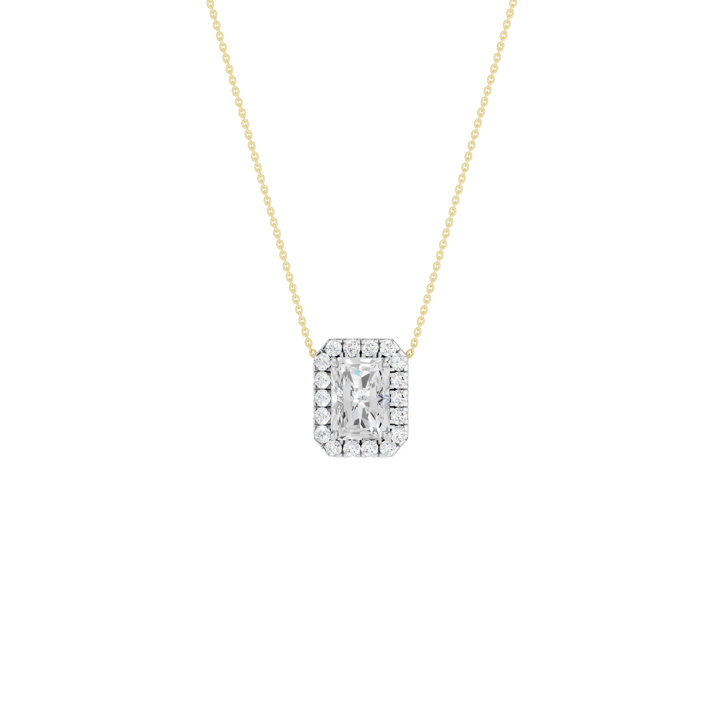 1.16ct Radiant Certified Single Halo Lab Diamond Pendant