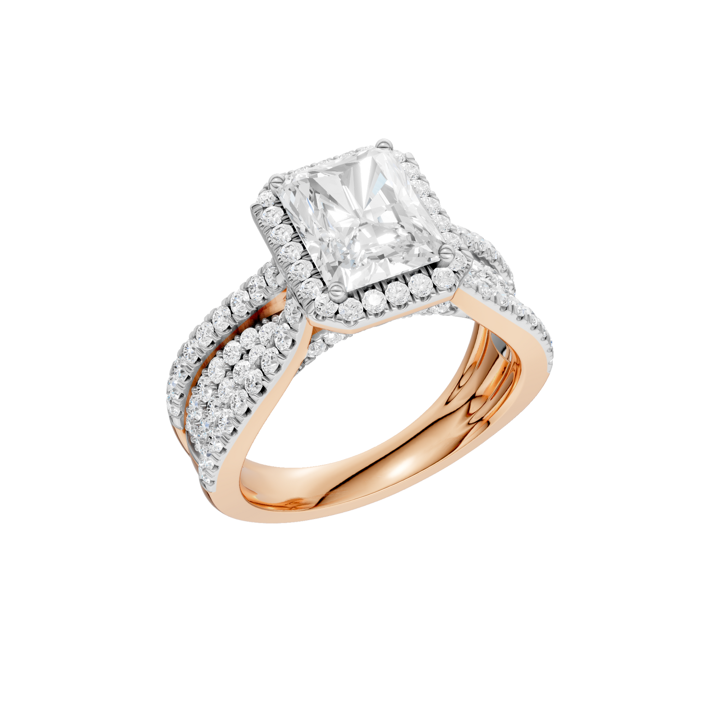 2.75ct Radiant Certified Single Halo Lab Diamond Ring