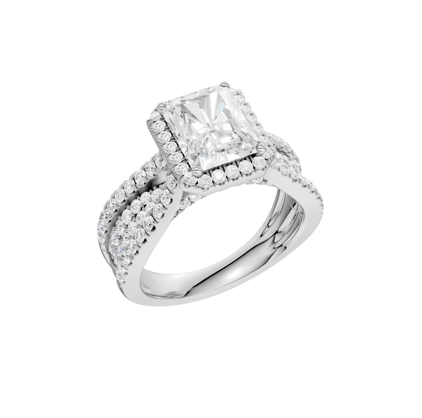 2.75ct Radiant Certified Single Halo Lab Diamond Ring