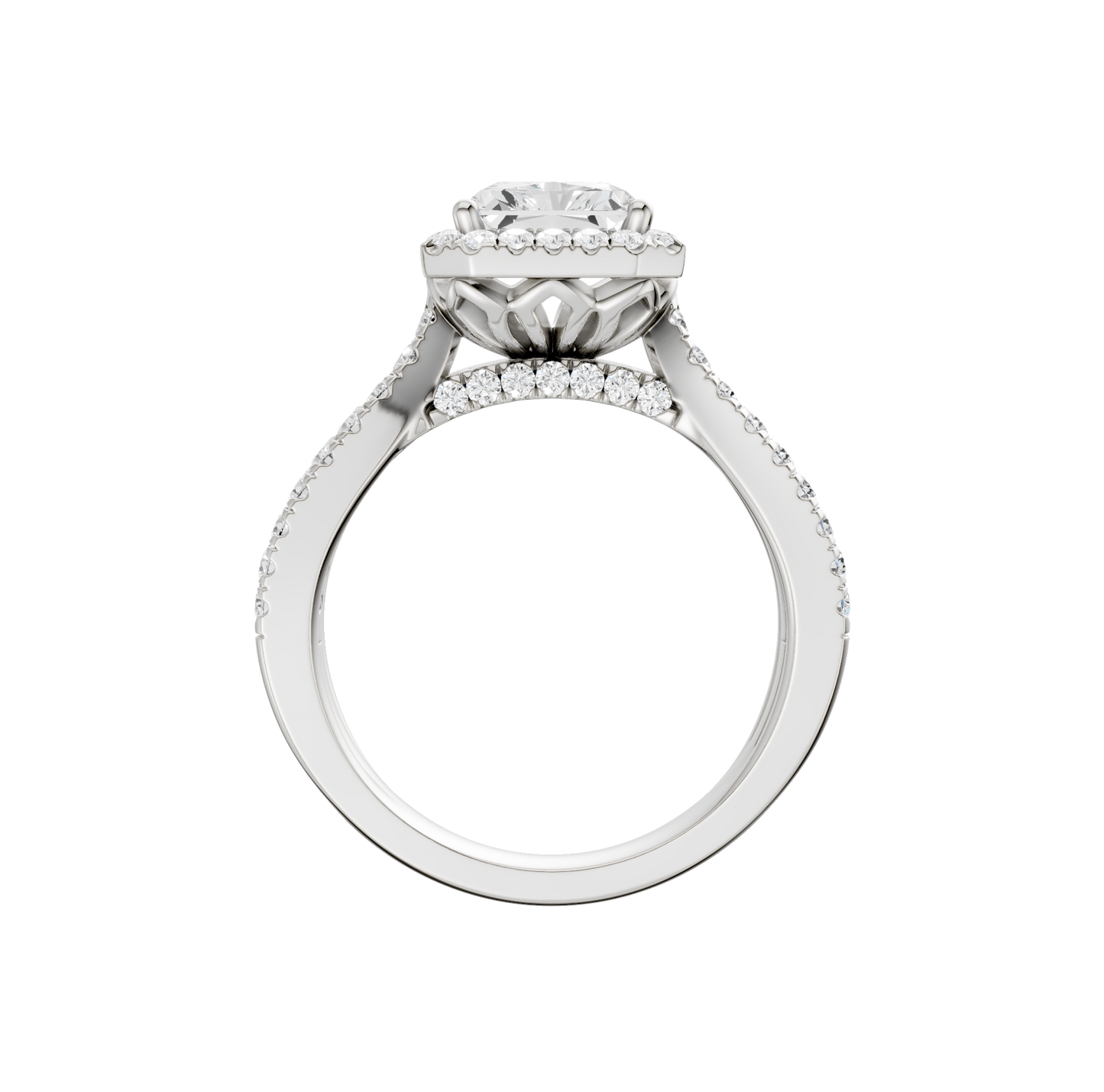 2.75ct Radiant Certified Single Halo Lab Diamond Ring