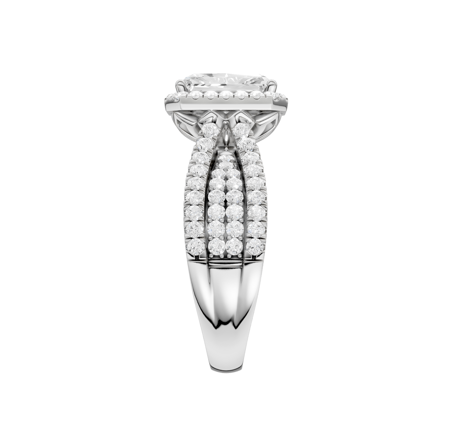 2.75ct Radiant Certified Single Halo Lab Diamond Ring